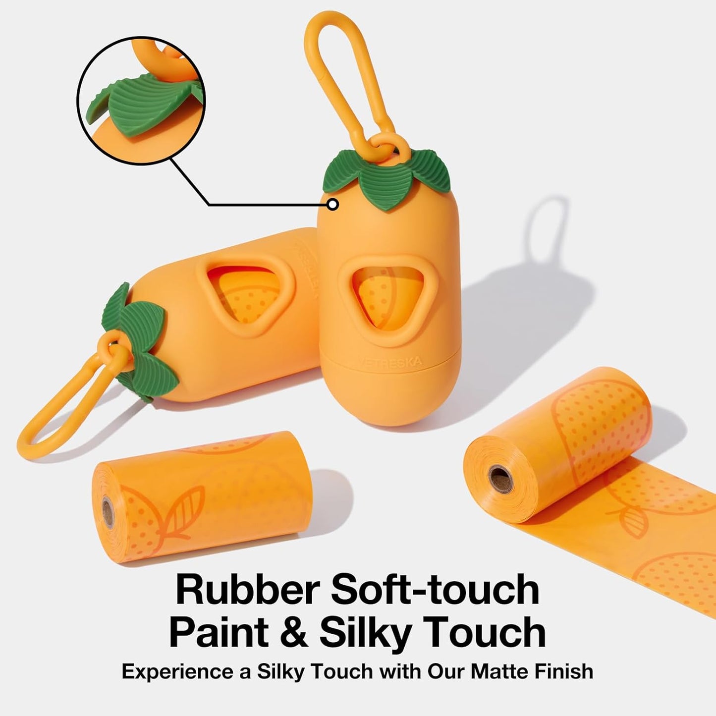 Dog Poop Bag Dispenser with Citrus Scented Waste Bags, Leak Proof, Extra Thick and Large Pet Poop Bags for Walking Dog and Cats Litter, 1 Count Holder and 105 Bags, Orange