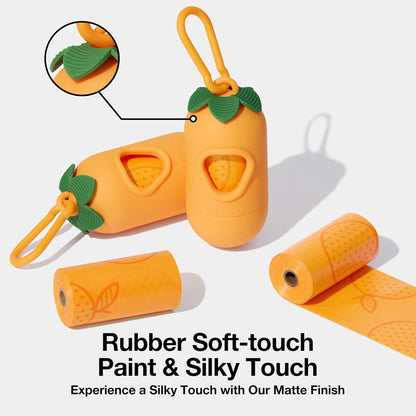 Dog Poop Bag Dispenser with Citrus Scented Waste Bags, Leak Proof, Extra Thick and Large Pet Poop Bags for Walking Dog and Cats Litter, 1 Count Holder and 105 Bags, Orange