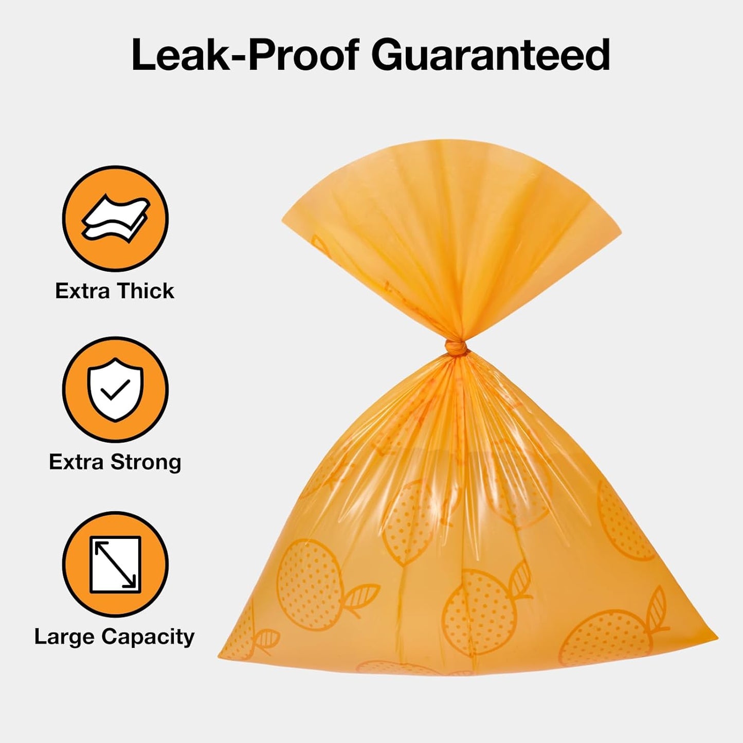 Dog Poop Bag Dispenser with Citrus Scented Waste Bags, Leak Proof, Extra Thick and Large Pet Poop Bags for Walking Dog and Cats Litter, 1 Count Holder and 105 Bags, Orange
