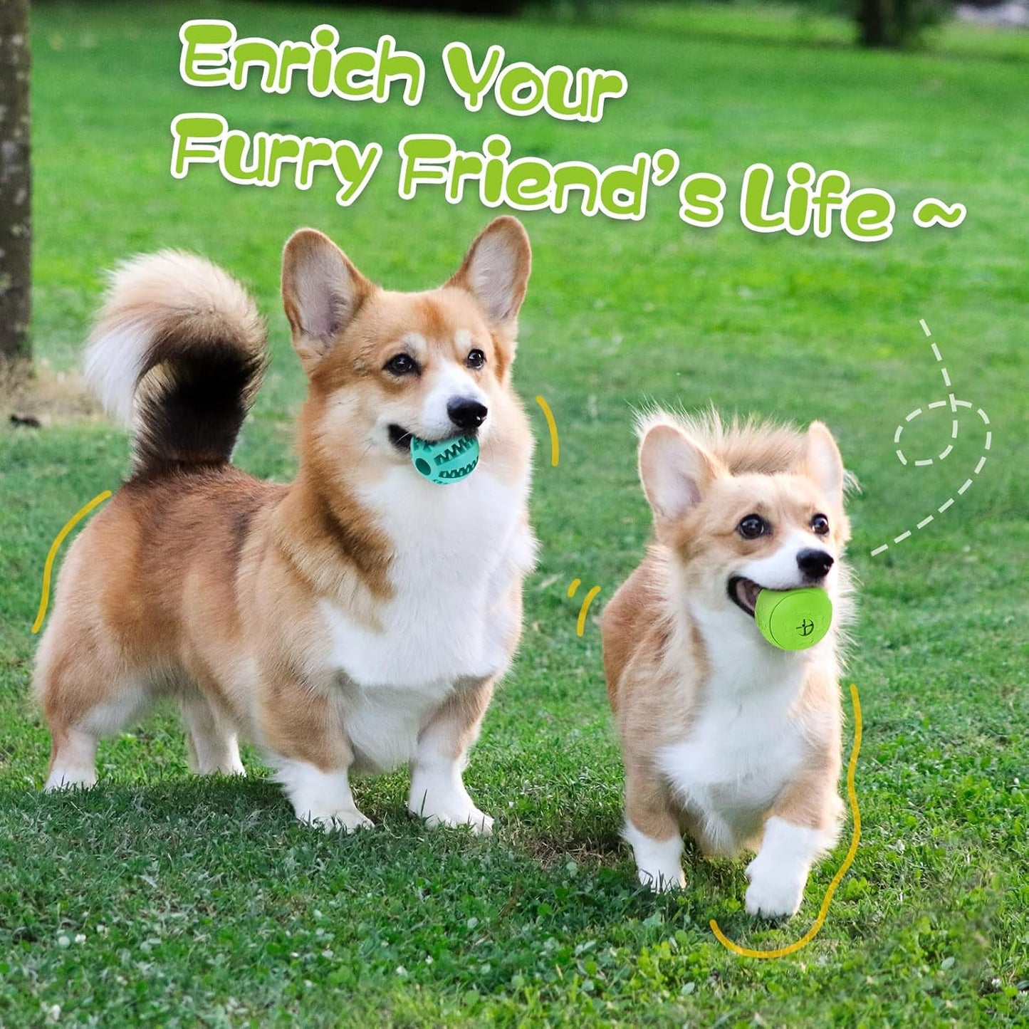 Dog Puzzle Toy 2 Pack, Interactive Dog Toys for Treat Dispensing, Durable Puppy Toys for Teething, Dog Treat Ball for Teeth/Slow Feeder/Iq Training/Playing, Blue-2.75‘’, Green-3.14‘’